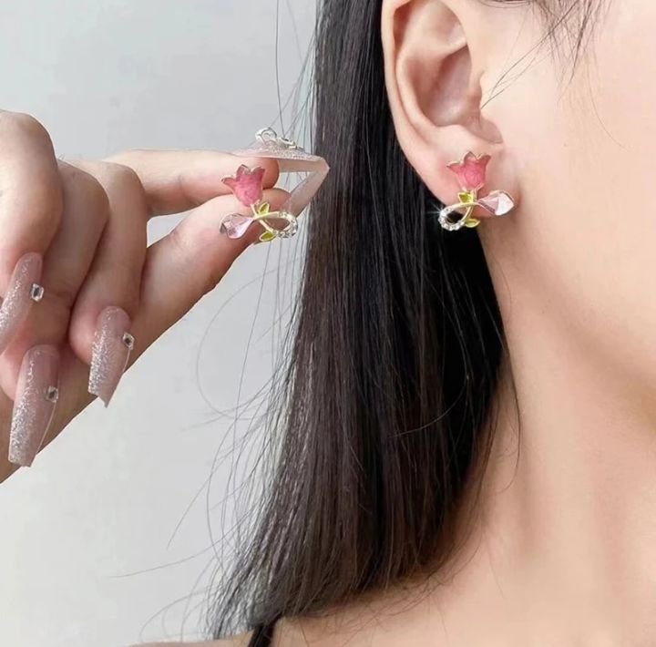 Tulip Korean Earrings Shade 2 - Image 4