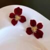 Korean Earring Red Flower