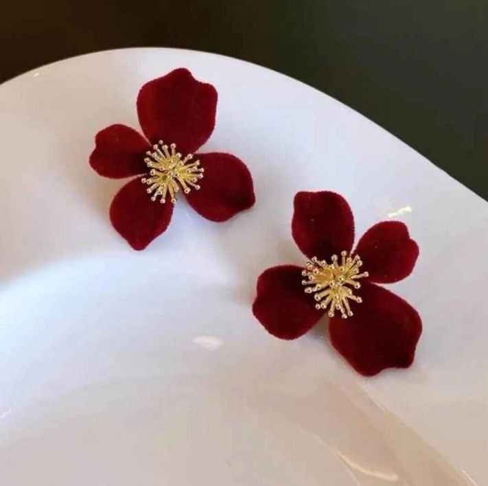 Korean Earring Red Flower