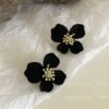 Korean Earring Black  Flower