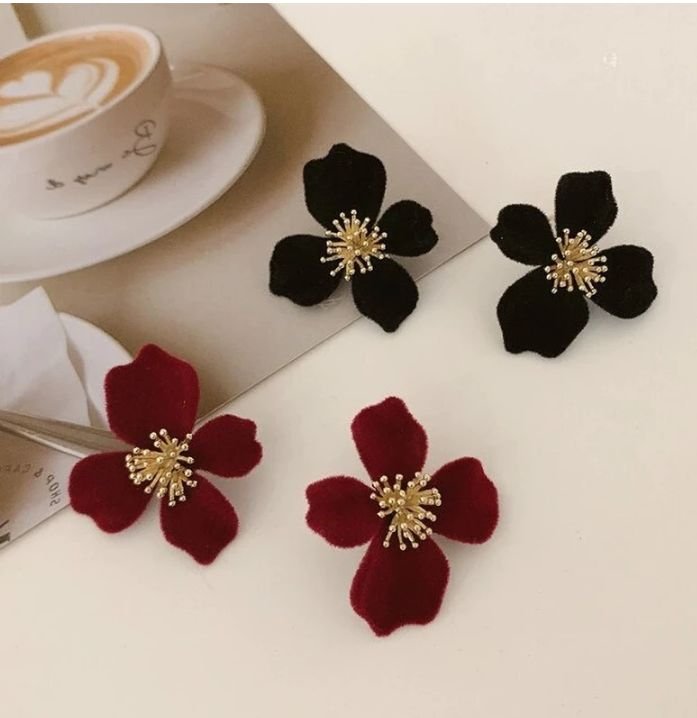 Korean Earring Black Flower - Image 5
