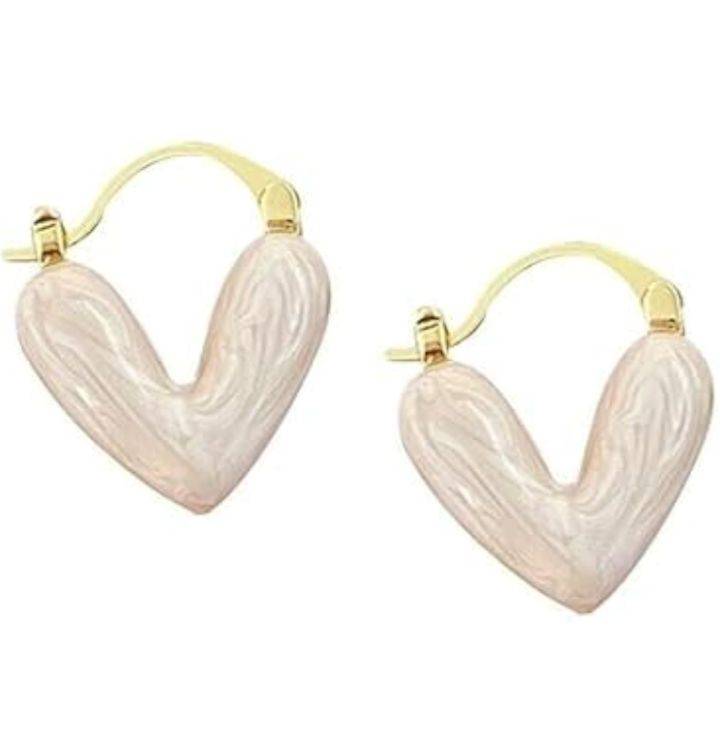 Korean Earring White Heart - Image 2