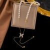Sandhyora Butterfly Pearl Drop Necklace
