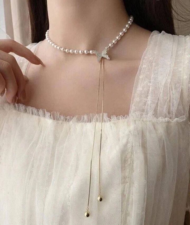 Sandhyora Butterfly Pearl Drop Necklace - Image 7