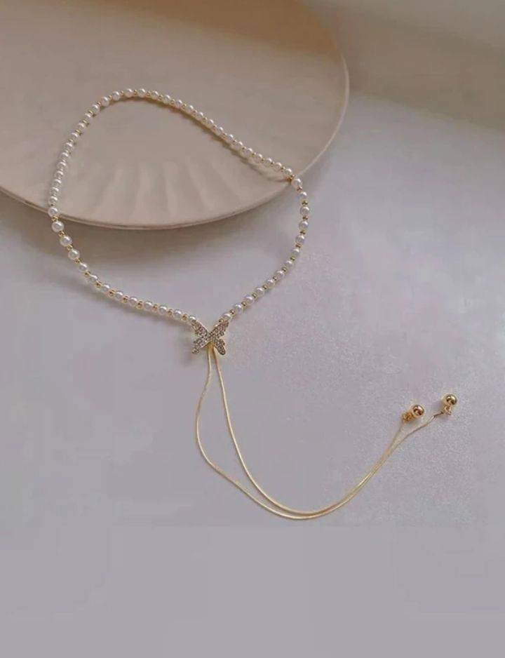 Sandhyora Butterfly Pearl Drop Necklace - Image 6
