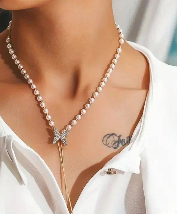 Sandhyora Butterfly Pearl Drop Necklace - Image 5