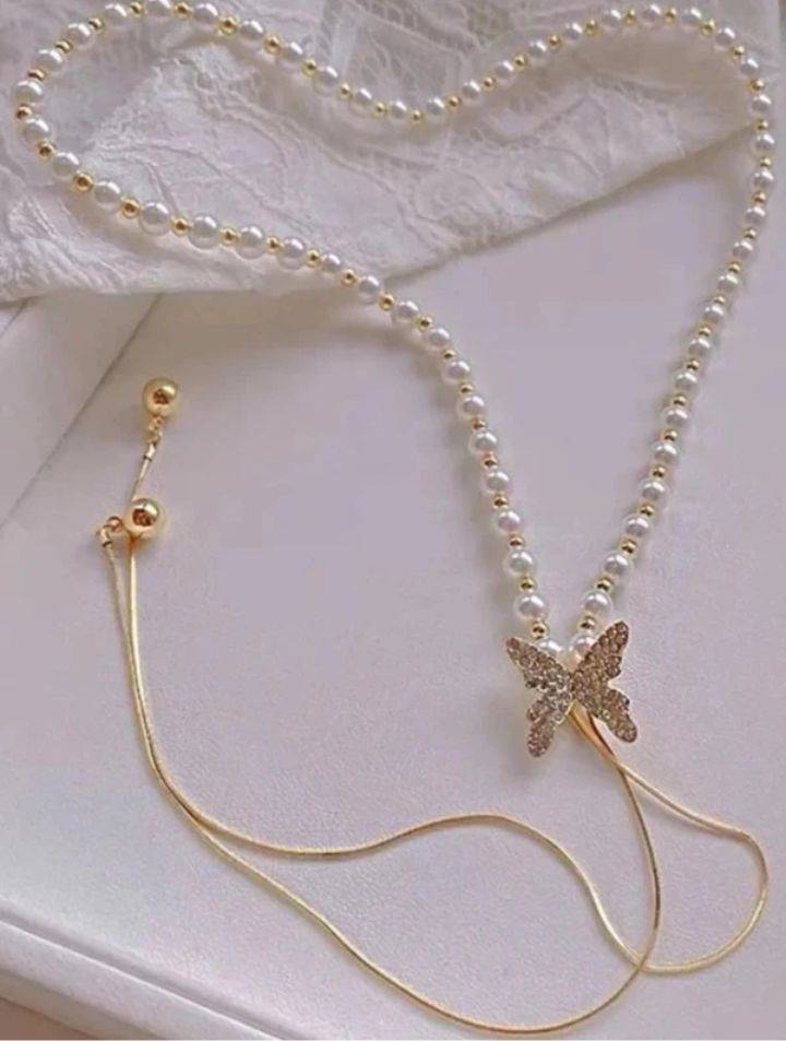Sandhyora Butterfly Pearl Drop Necklace - Image 8