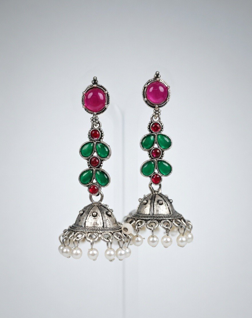 Royal Blossom Jhumka Earrings - Image 3