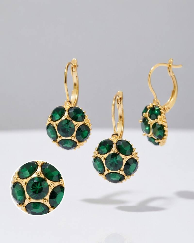 Emerald Luxe Crystal Drop Earrings - Image 2