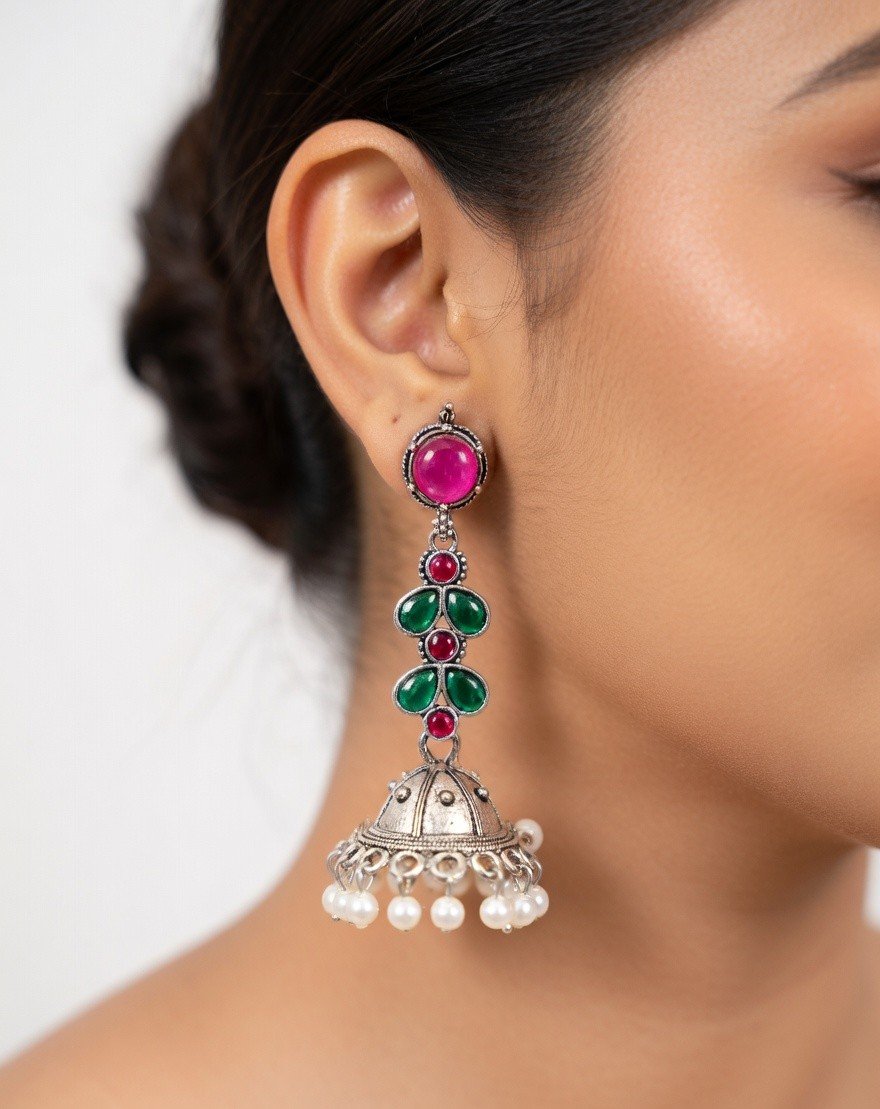 Royal Blossom Jhumka Earrings - Image 4
