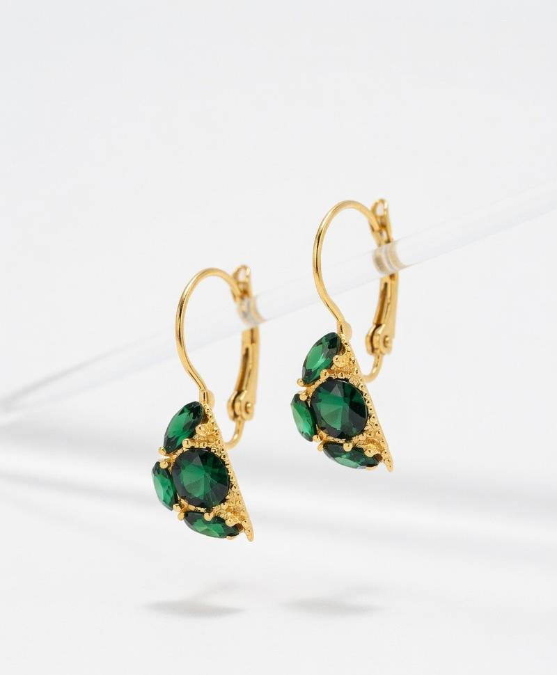 Emerald Luxe Crystal Drop Earrings - Image 3