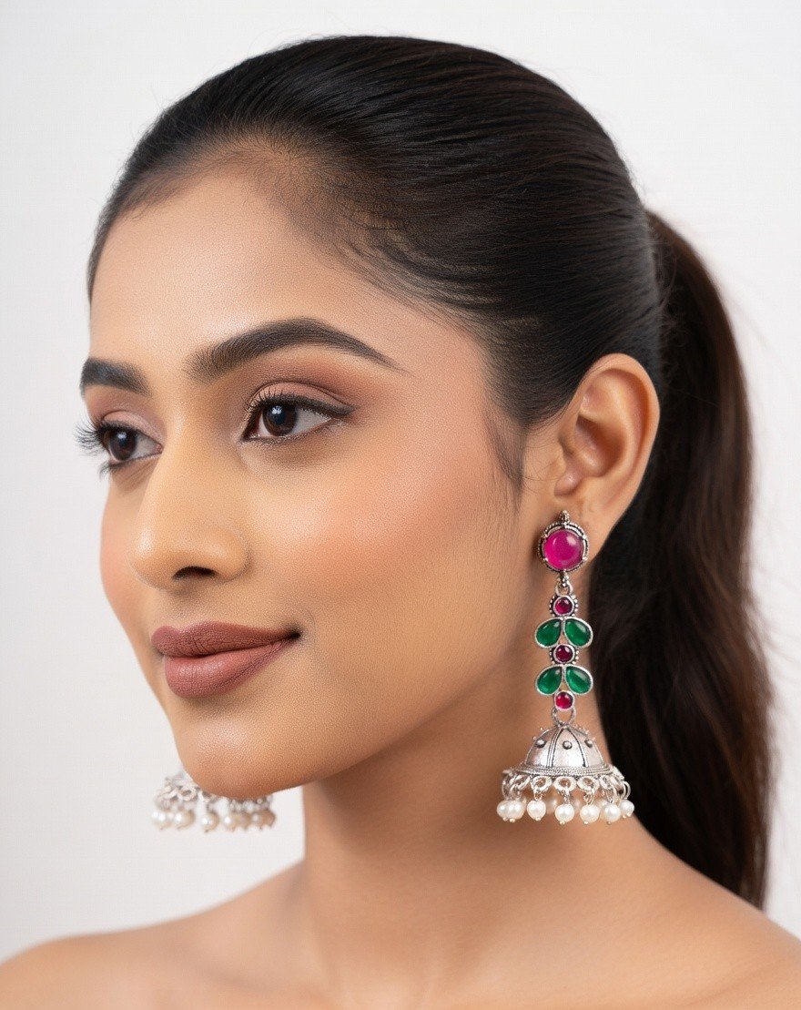 Royal Blossom Jhumka Earrings - Image 2